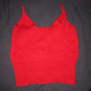 Red knit tank
